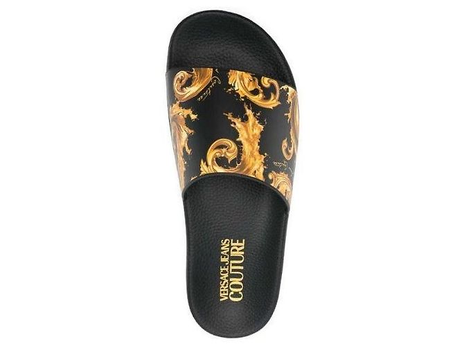 Versace Sandali slide in gomma stampata Nero - vista 7