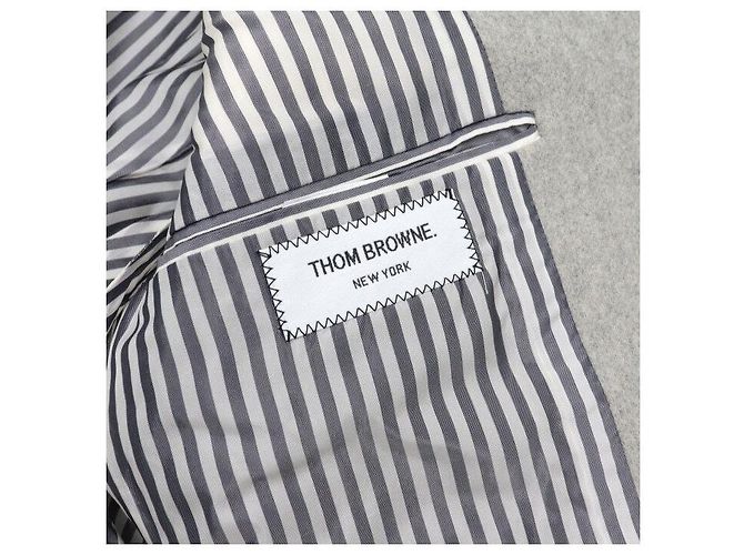 Thom Browne Giacca doppia da uomo in lana e cashmere grigio Marrone - vista 7
