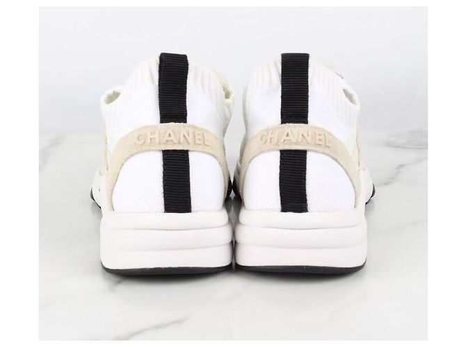 Chanel Strick-Wildleder-Sneaker Creme Weiß - Ansicht 4