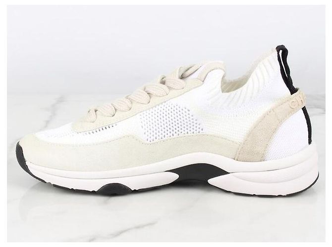 Chanel Strick-Wildleder-Sneaker Creme Weiß - Ansicht 6