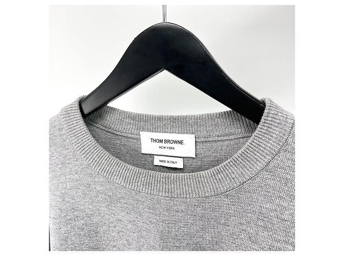 Thom Browne Diagonales Armband Milano Strick Grau Braun - Ansicht 4