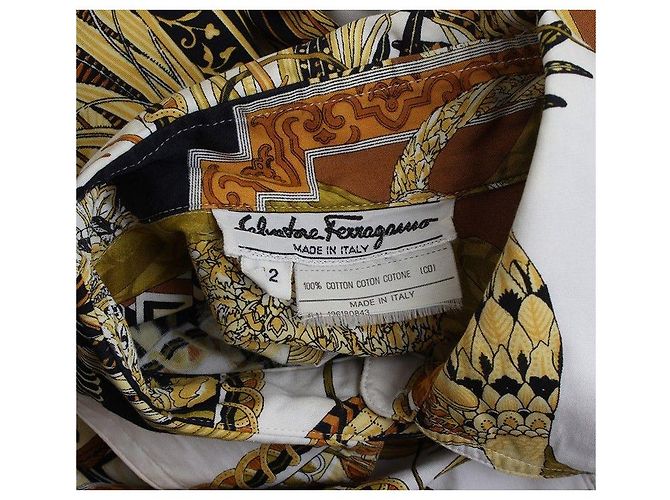 Salvatore Ferragamo Camisa de algodón con estampado Blanco - vista 3