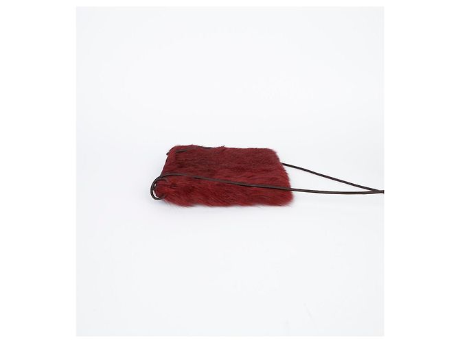 Prada Mini borsa a tracolla e crossbody in nylon nero con logo sport in pelliccia rossa - vista 6