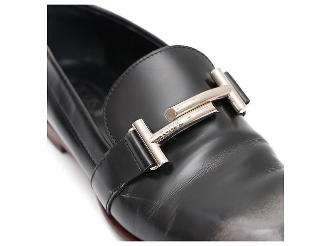 Tod's Mocassino in pelle nero e argento con doppio logo da donna - vista 15
