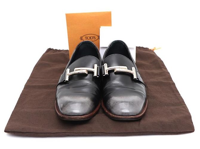 Tod's Mocassino in pelle nero e argento con doppio logo da donna - vista 16