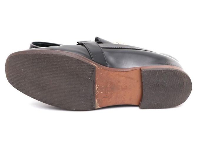 Tod's Mocassino in pelle nero e argento con doppio logo da donna - vista 5