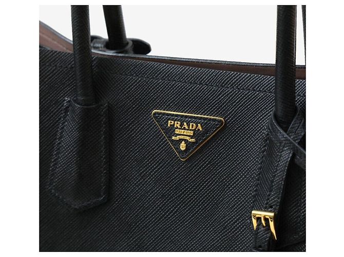 Prada Borsa a mano con tracolla Saffiano Triangle Logo Black Nero - vista 5