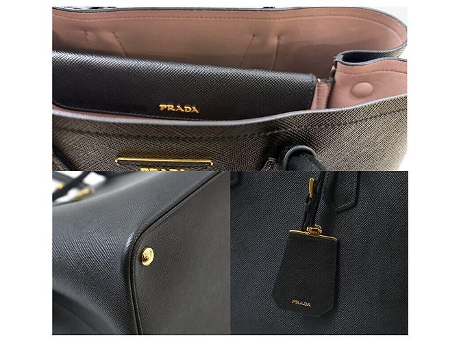 Prada Borsa a mano con tracolla Saffiano Triangle Logo Black Nero - vista 6