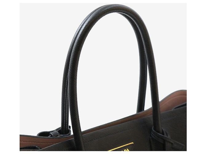 Prada Borsa a mano con tracolla Saffiano Triangle Logo Black Nero - vista 7