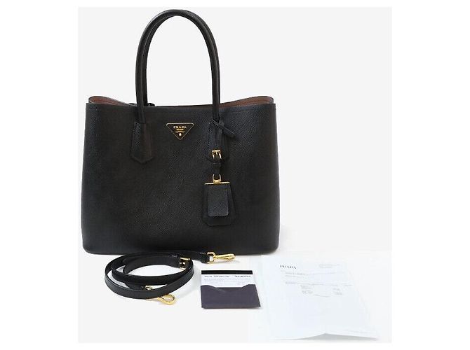 Prada Borsa a mano con tracolla Saffiano Triangle Logo Black Nero - vista 8