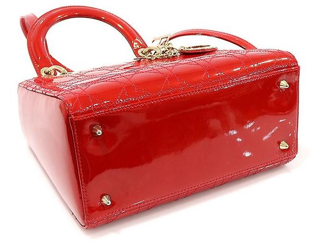 Dior Lady Medium in vernice rosso con cuciture cannage - vista 5