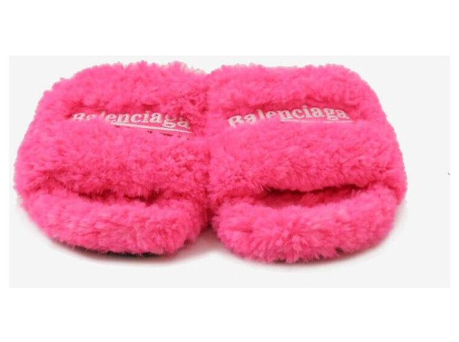 Balenciaga Furry Slide Hausschuhe Hot Pink Größe - Ansicht 2