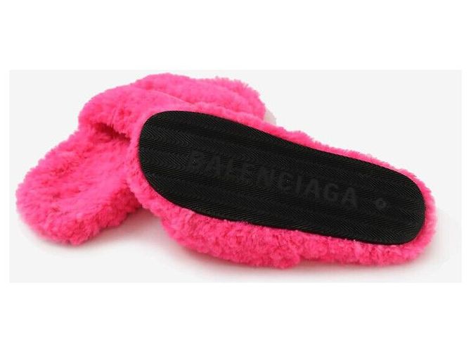 Balenciaga Furry Slide Hausschuhe Hot Pink Größe - Ansicht 5