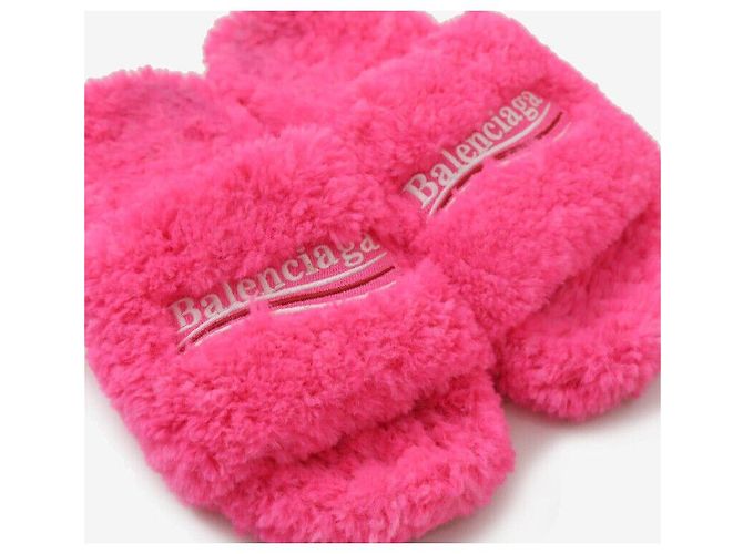 Balenciaga Furry Slide Hausschuhe Hot Pink Größe - Ansicht 6