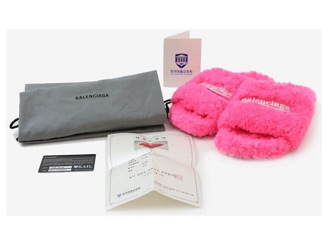 Balenciaga Furry Slide Hausschuhe Hot Pink Größe - Ansicht 7