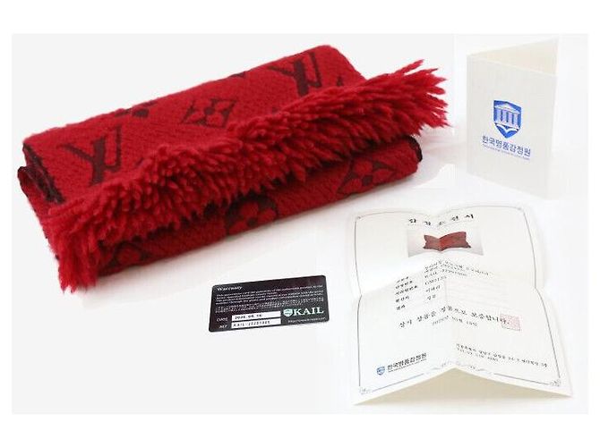 Louis Vuitton Wool Blend Tassel Scarf Red - view 6
