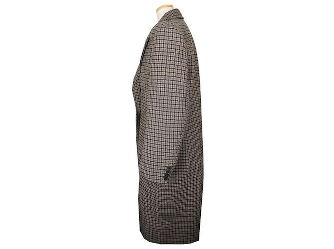 Balenciaga Multi-Check Asymmetric Oversized Wool Long Coat Multiple colors - view 3