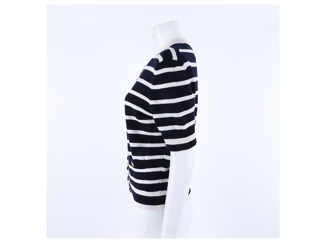 Chanel Kurzer Kurzarm-Cardigan aus Kaschmir Weiß - Ansicht 2