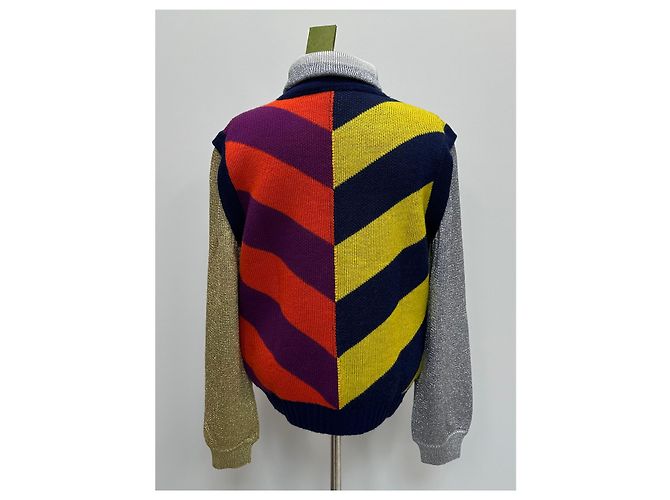 Gucci Pull en maille jacquard à rayures et col roulé Multicolore - vue 2