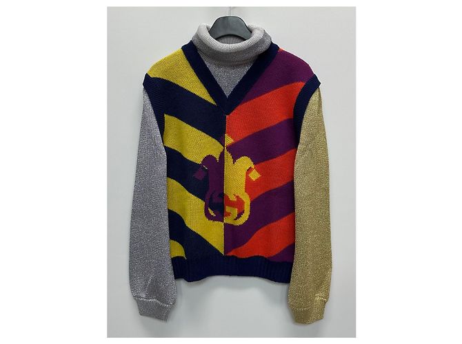 Gucci Pull en maille jacquard à rayures et col roulé Multicolore - vue 3