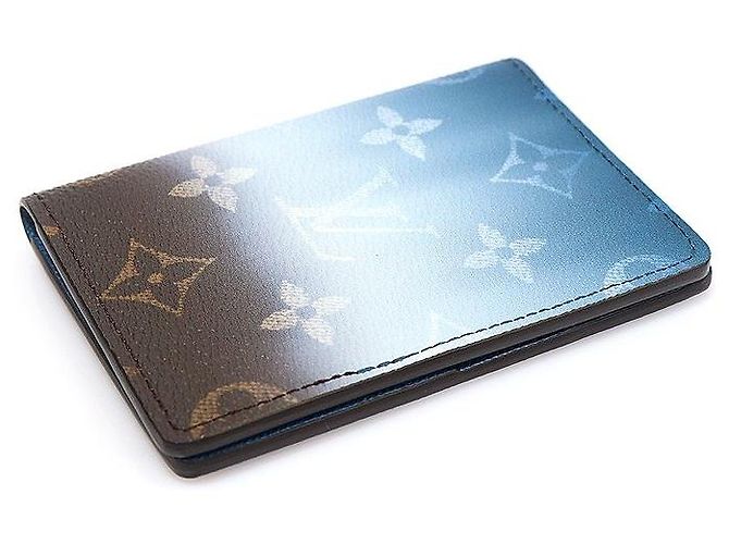 Louis Vuitton Monogram Pigment Gradation Canvas Pocket Organizer Card Wallet Blue - view 4