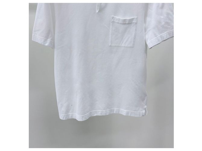 Hermès Piqué-Baumwoll-Poloshirt mit kurzen Ärmeln weiß - Ansicht 3
