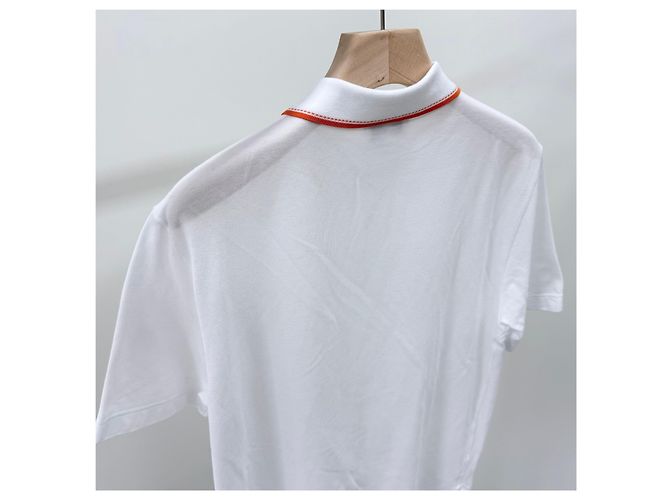 Hermès Piqué-Baumwoll-Poloshirt mit kurzen Ärmeln weiß - Ansicht 5