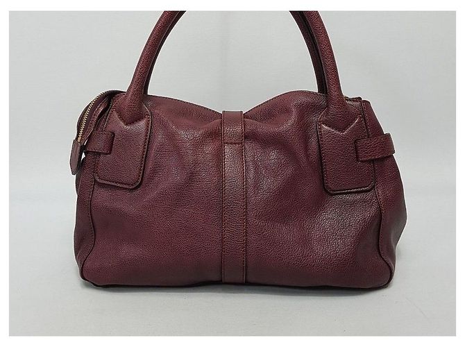 Burberry Borsa Tote a Spalla in Pelle Bordeaux - vista 4