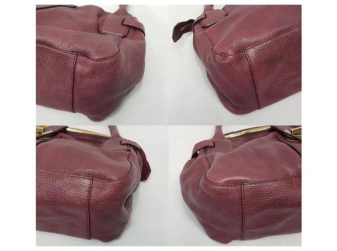Burberry Borsa Tote a Spalla in Pelle Bordeaux - vista 7