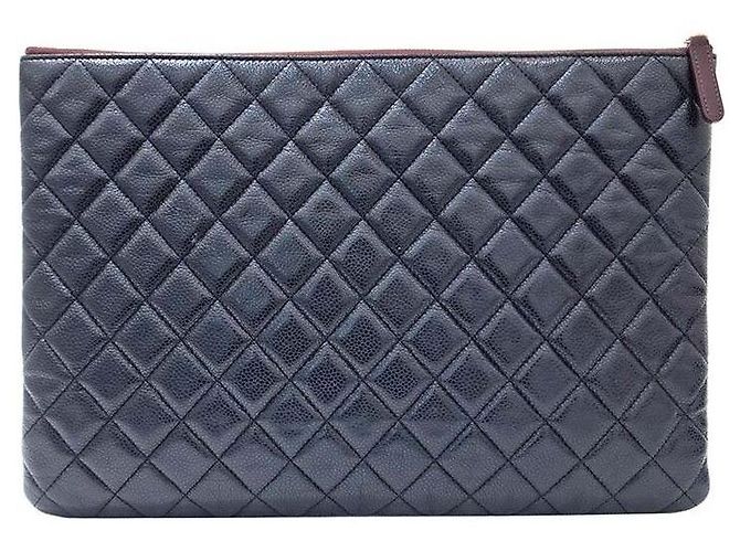 Chanel Clutch Caviar Large Azul - vista 3