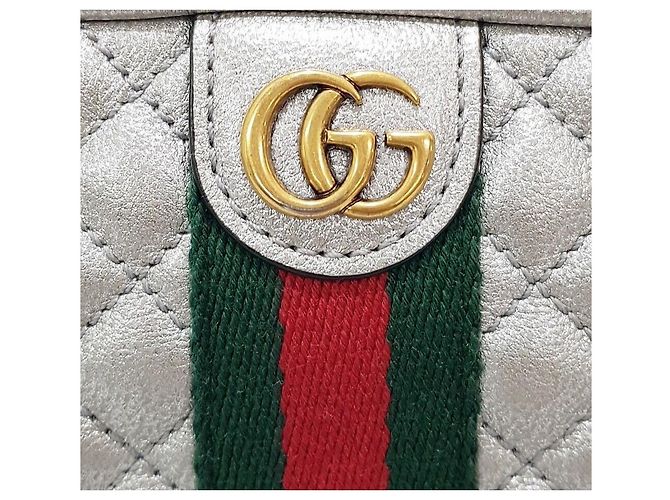 Gucci Borsa a tracolla trapuntata Ophidia Metallic Silver Argento - vista 3