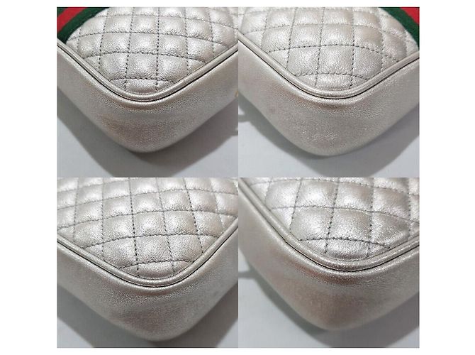 Gucci Borsa a tracolla trapuntata Ophidia Metallic Silver Argento - vista 7
