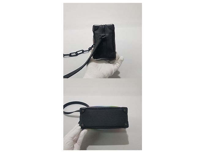 Louis Vuitton Mini borsa a tracolla Soft Trunk Taiga Rainbow Argento - vista 3
