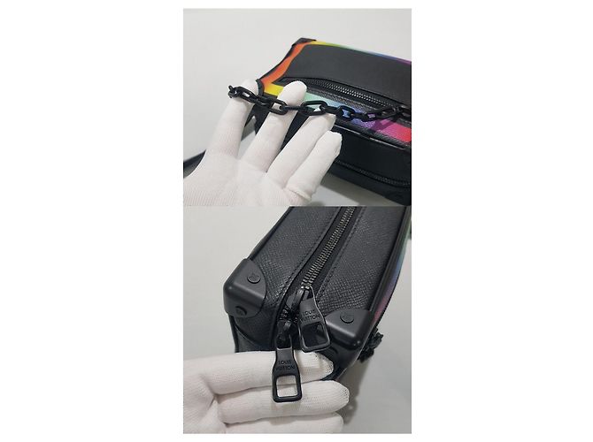 Louis Vuitton Mini borsa a tracolla Soft Trunk Taiga Rainbow Argento - vista 5