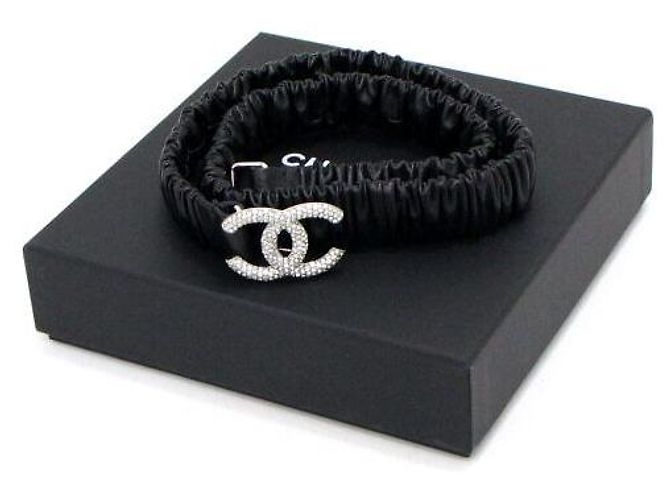 Chanel Black Lambskin Crystal CC Waist Belt - view 8