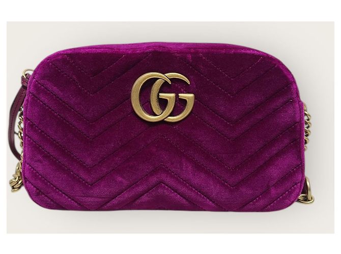 Gucci Piccola borsa a tracolla GG Marmont in velluto trapuntato viola Porpora - vista 2