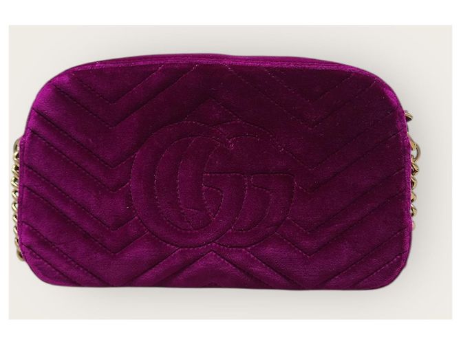 Gucci Piccola borsa a tracolla GG Marmont in velluto trapuntato viola Porpora - vista 6