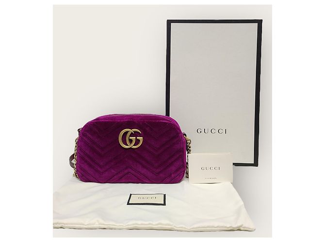 Gucci Piccola borsa a tracolla GG Marmont in velluto trapuntato viola Porpora - vista 8