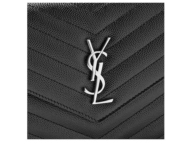 Saint Laurent Bolso de hombro tipo sobre con cadena y herrajes plateados Negro - vista 4
