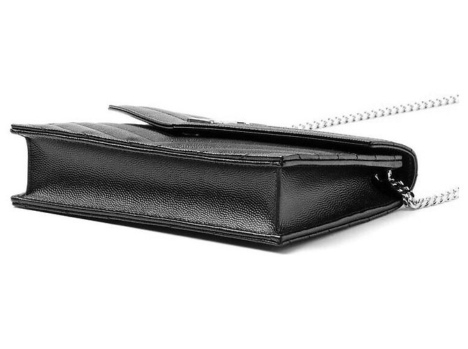 Saint Laurent Bolso de hombro tipo sobre con cadena y herrajes plateados Negro - vista 5