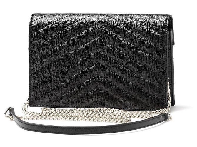 Saint Laurent Bolso de hombro tipo sobre con cadena y herrajes plateados Negro - vista 9