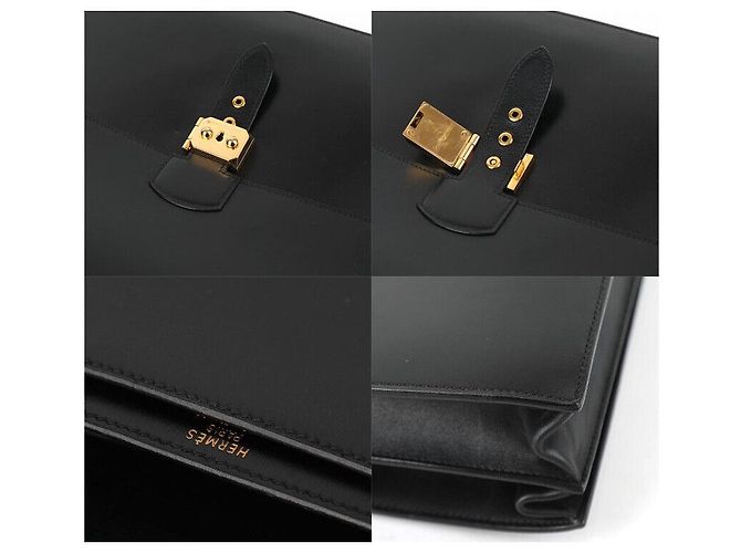 Hermès Borsa Saddle nera con finiture dorate Nero - vista 7