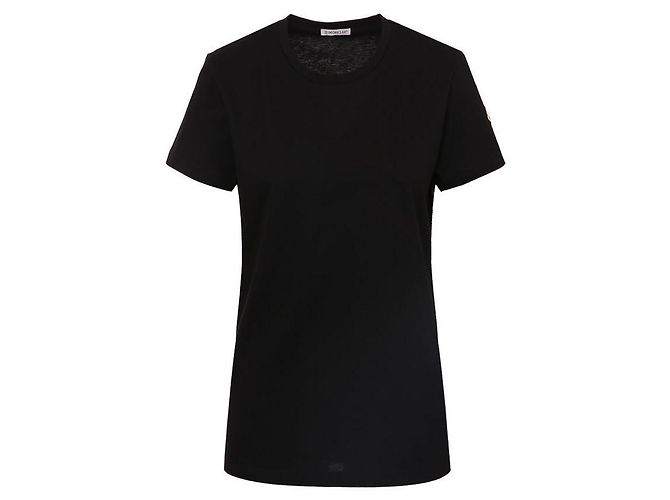 Moncler Kurzärmeliges T-Shirt mit Baumwoll-Logo-Patch Schwarz - Ansicht 2