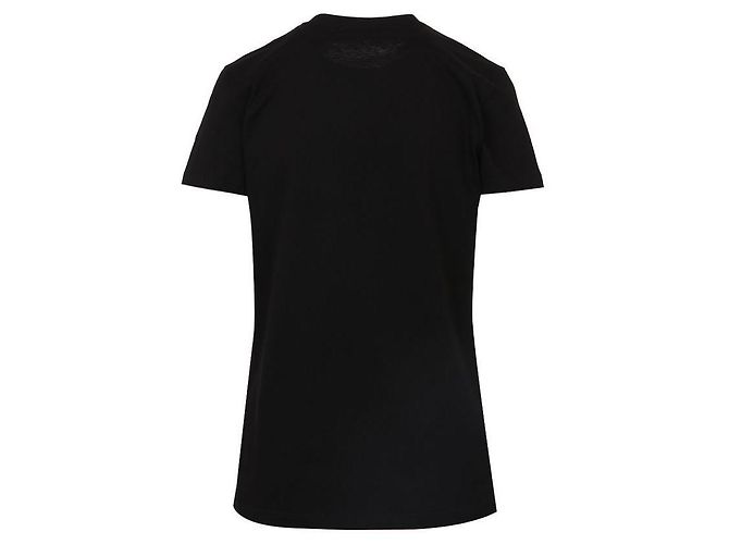 Moncler Kurzärmeliges T-Shirt mit Baumwoll-Logo-Patch Schwarz - Ansicht 3