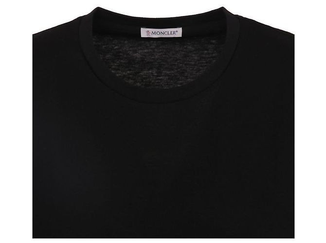 Moncler Kurzärmeliges T-Shirt mit Baumwoll-Logo-Patch Schwarz - Ansicht 4