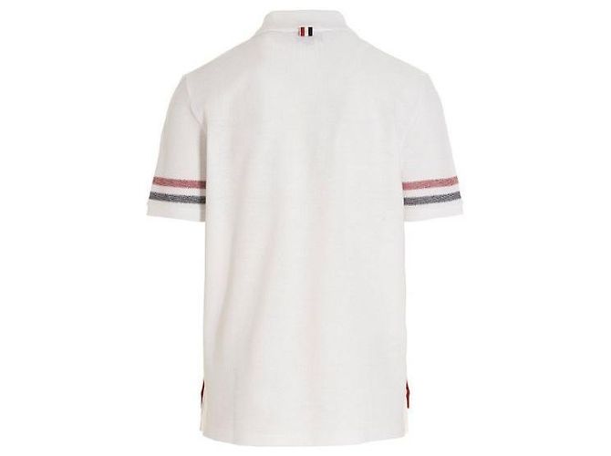 Thom Browne Polo de algodão texturizado com acabamentos RWB Branco - vista 4