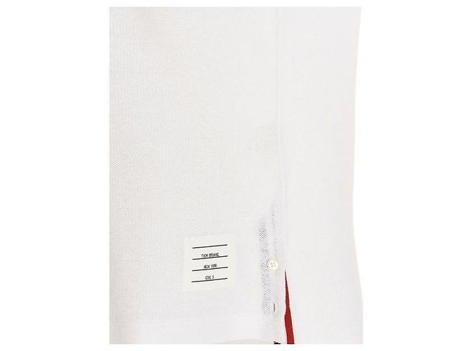 Thom Browne Polo de algodão texturizado com acabamentos RWB Branco - vista 6