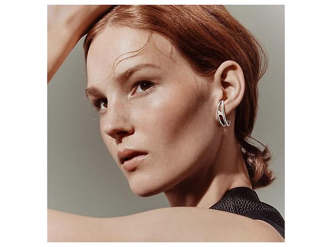 Hermès Orecchini Punk con Catena d'Ancora in Argento da Donna - vista 3