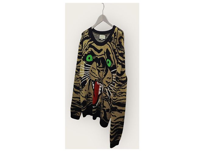 Gucci Kollektion Rundstrickpullover mit schwarzem Intarsia-Jaguar-Muster - Ansicht 2
