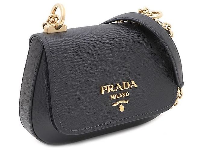 Prada Borsa a tracolla e borsa crossbody in Saffiano con logo dorato Nero - vista 2